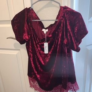 Velvet off shoulder top